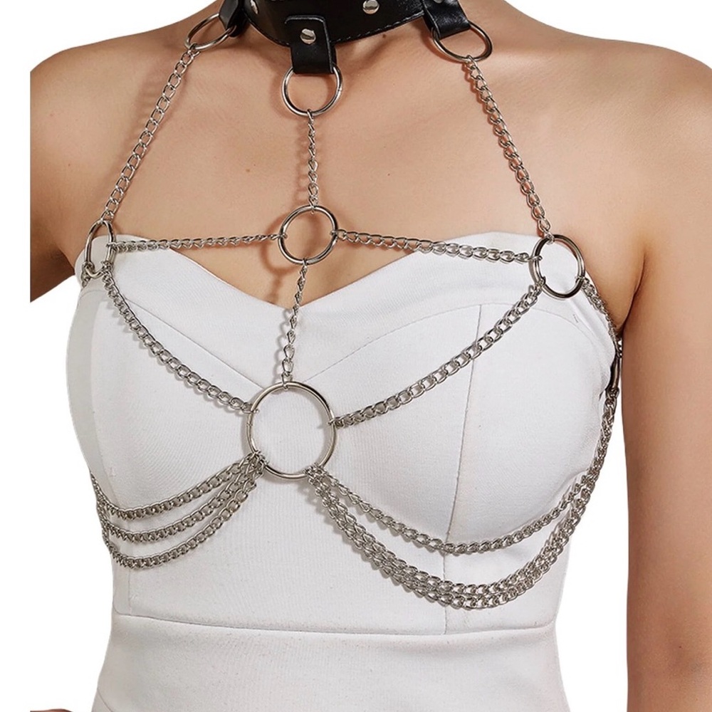 3-Piece Gothic Faux Leather Body Harness & Garter Set